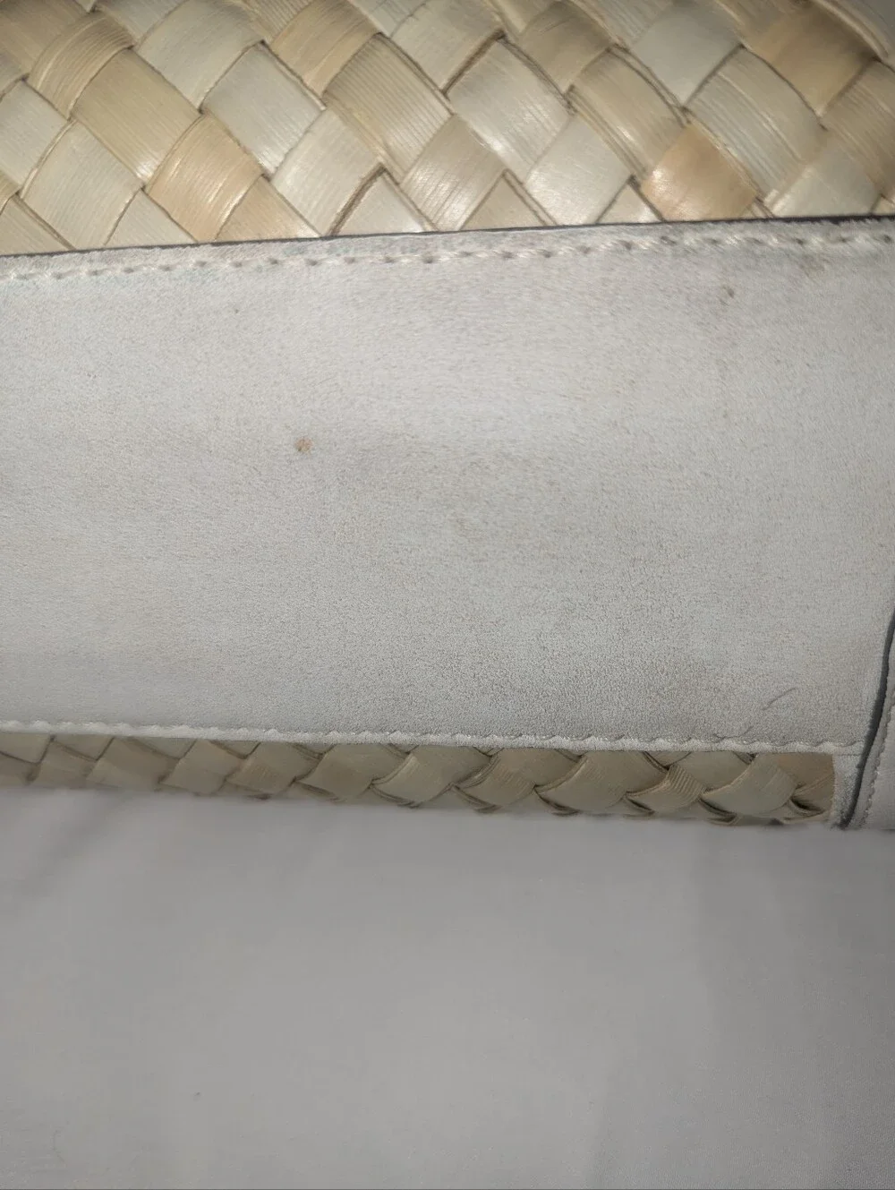 Vintage Coach Hamptons Y2K Woven Satchel in Natural and White Leather 4419